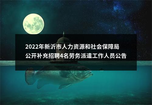 2022年新沂市人力资源和社会保障局公开补充招聘4名劳务派遣工作人员公告                进入阅读模式 图片